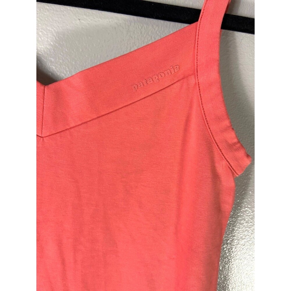 Patagonia Amber Dawn Dress Coral Pink Organic Cotton V-Neck Shelf Bra Womens XS - Picture 2 of 4